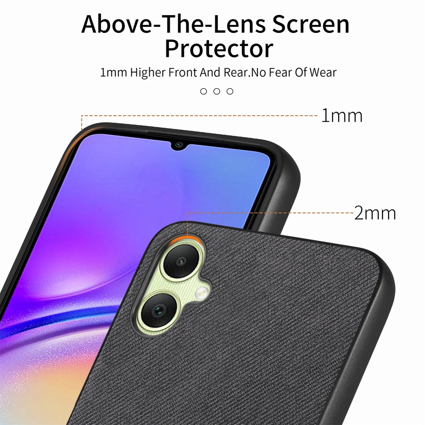 Samsung Galaxy A04e Case - Vegan Leather and Twill Fabric Skin with Anti-Scratch and Drop Protection Back Phone Case