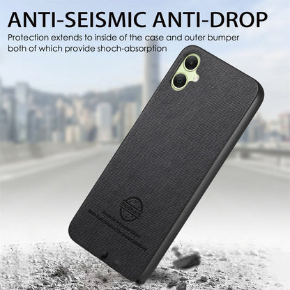 Samsung Galaxy A04e Case - Vegan Leather and Twill Fabric Skin with Anti-Scratch and Drop Protection Back Phone Case
