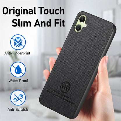 Samsung Galaxy A04e Case - Vegan Leather and Twill Fabric Skin with Anti-Scratch and Drop Protection Back Phone Case