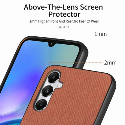 Samsung Galaxy A05s Case - Vegan Leather and Twill Fabric Skin with Anti-Scratch and Drop Protection Back Phone Case