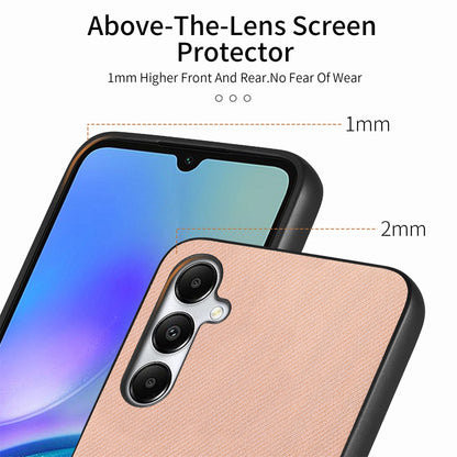 Samsung Galaxy A05s Case - Vegan Leather and Twill Fabric Skin with Anti-Scratch and Drop Protection Back Phone Case