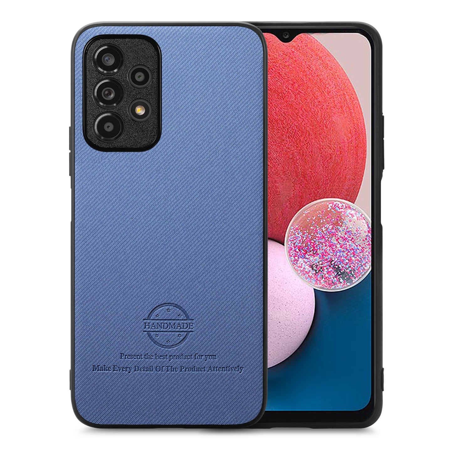 Samsung Galaxy A13 4G Case - Vegan Leather and Twill Fabric Skin with Anti-Scratch and Drop Protection Back Phone Case