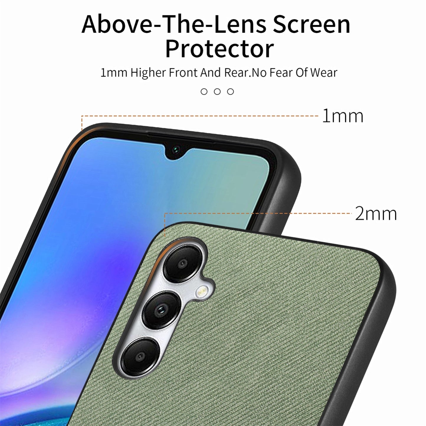 Samsung Galaxy A13 4G Case - Vegan Leather and Twill Fabric Skin with Anti-Scratch and Drop Protection Back Phone Case