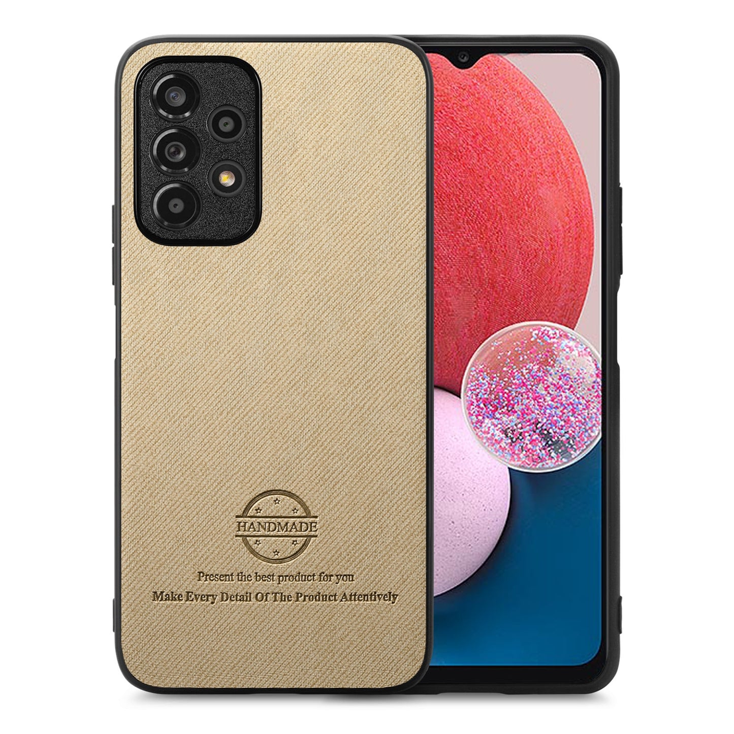 Samsung Galaxy A13 4G Case - Vegan Leather and Twill Fabric Skin with Anti-Scratch and Drop Protection Back Phone Case