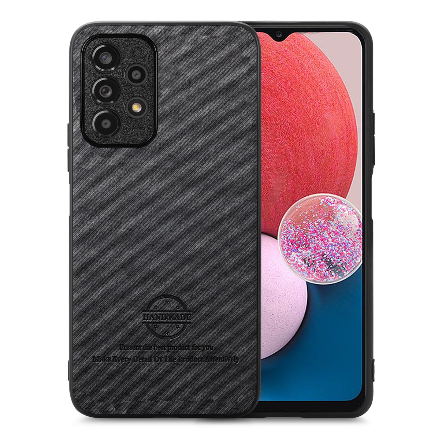 Samsung Galaxy A13 4G Case - Vegan Leather and Twill Fabric Skin with Anti-Scratch and Drop Protection Back Phone Case