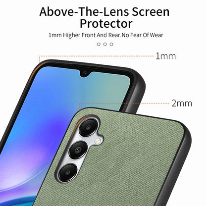 Samsung Galaxy A14 Case - Vegan Leather and Twill Fabric Skin with Anti-Scratch and Drop Protection Back Phone Case