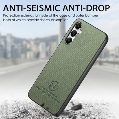Samsung Galaxy A14 Case - Vegan Leather and Twill Fabric Skin with Anti-Scratch and Drop Protection Back Phone Case