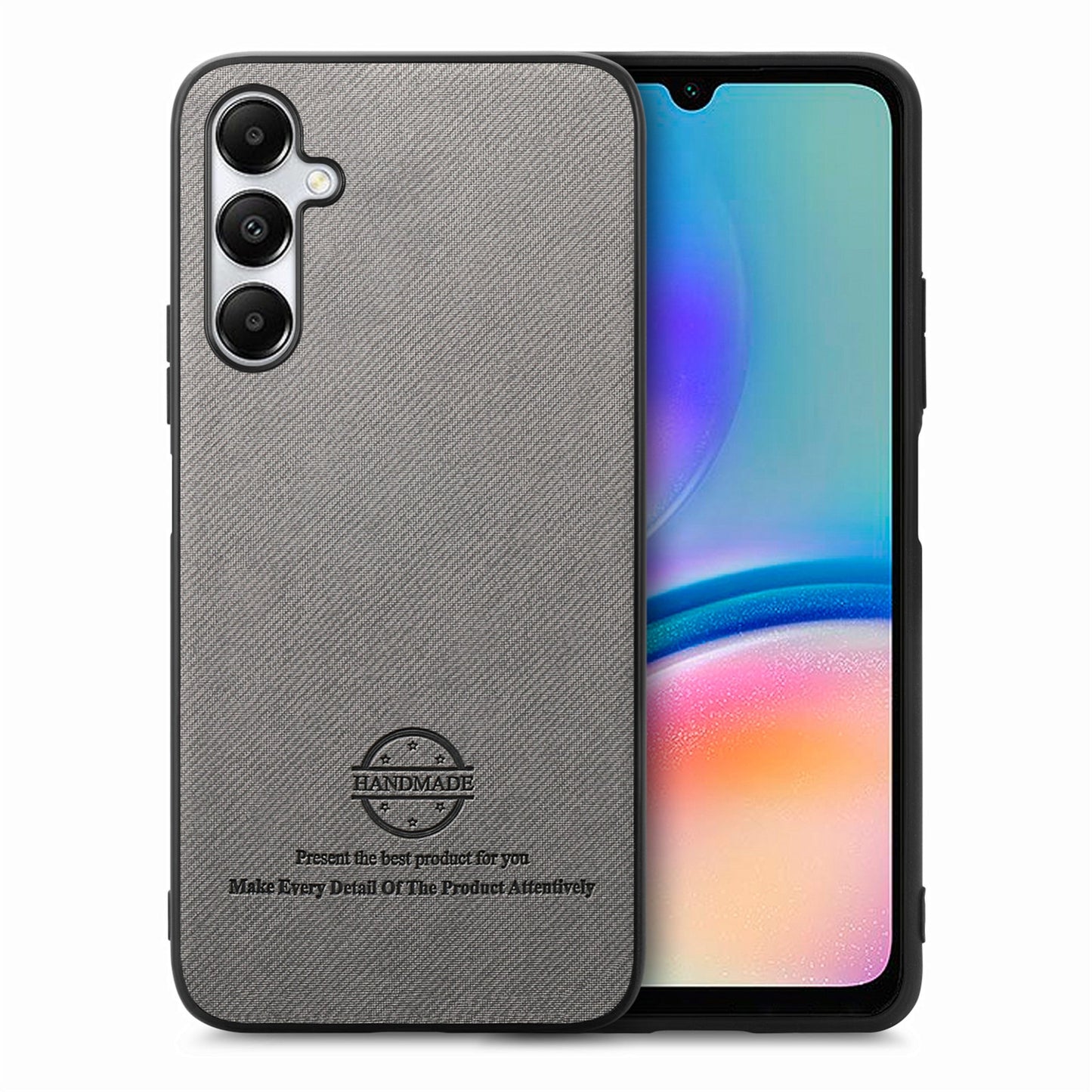 Samsung Galaxy A14 Case - Vegan Leather and Twill Fabric Skin with Anti-Scratch and Drop Protection Back Phone Case