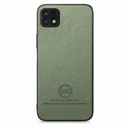 Samsung Galaxy A22 4G Case - Vegan Leather and Twill Fabric Skin with Anti-Scratch and Drop Protection Back Phone Case