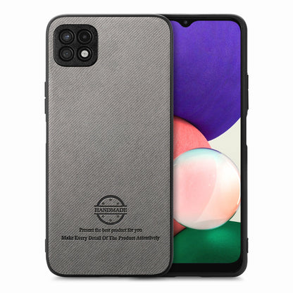 Samsung Galaxy A22 4G Case - Vegan Leather and Twill Fabric Skin with Anti-Scratch and Drop Protection Back Phone Case