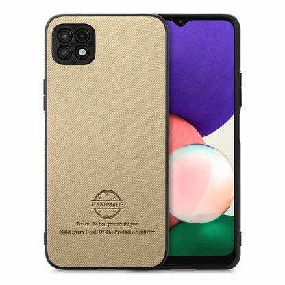 Samsung Galaxy A22 4G Case - Vegan Leather and Twill Fabric Skin with Anti-Scratch and Drop Protection Back Phone Case
