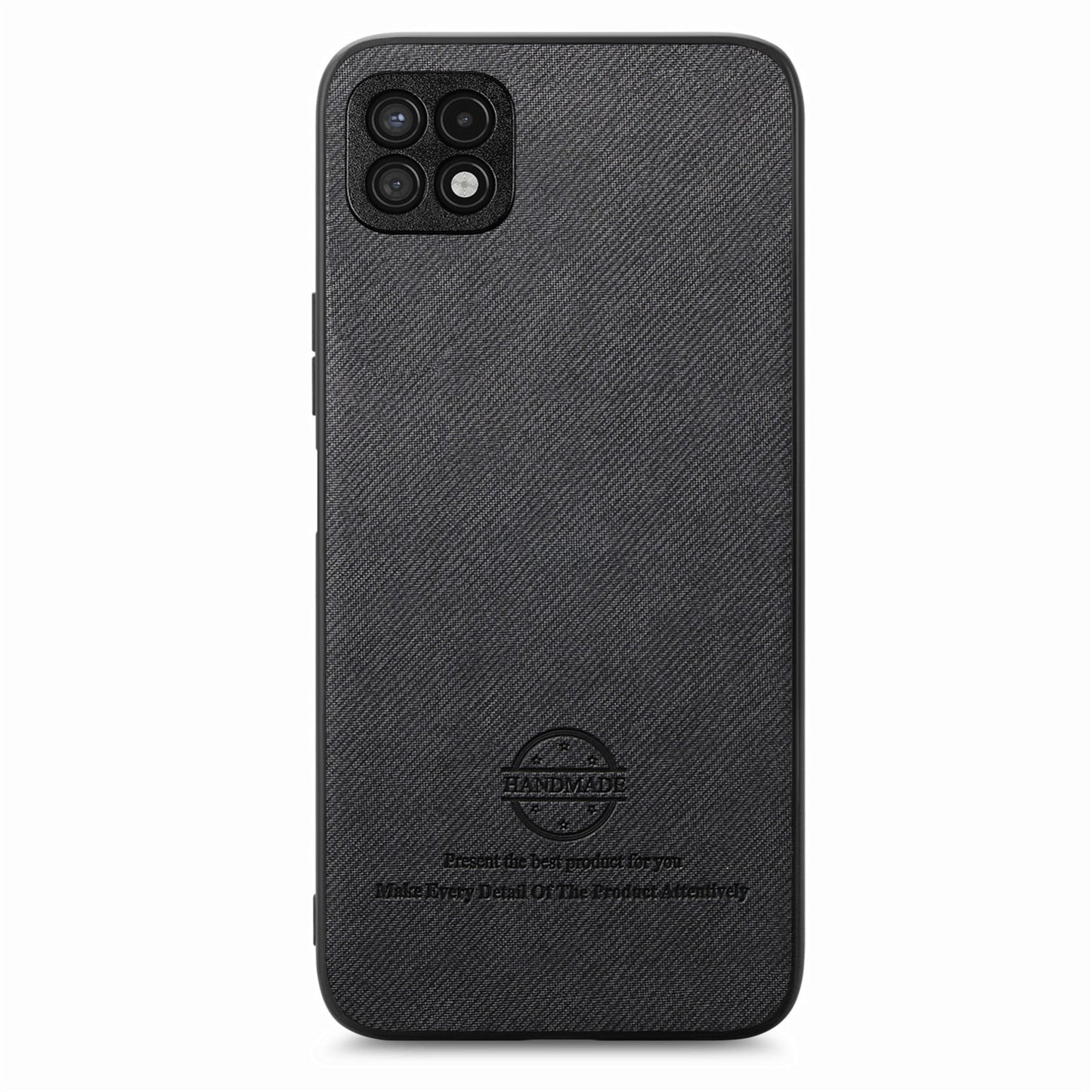 Samsung Galaxy A22 4G Case - Vegan Leather and Twill Fabric Skin with Anti-Scratch and Drop Protection Back Phone Case