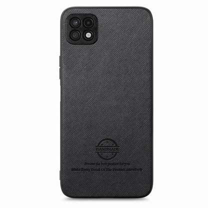 Samsung Galaxy A22 4G Case - Vegan Leather and Twill Fabric Skin with Anti-Scratch and Drop Protection Back Phone Case