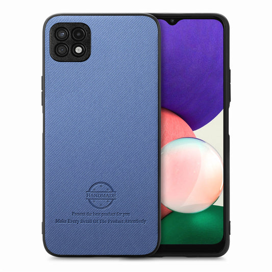 Samsung Galaxy A22 5G Case - Vegan Leather and Twill Fabric Skin with Anti-Scratch and Drop Protection Back Phone Case