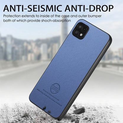 Samsung Galaxy A22 5G Case - Vegan Leather and Twill Fabric Skin with Anti-Scratch and Drop Protection Back Phone Case