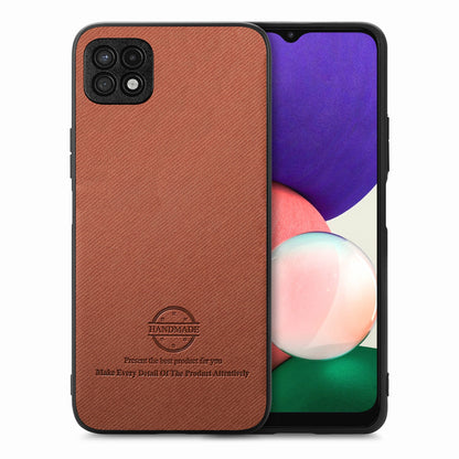 Samsung Galaxy A22 5G Case - Vegan Leather and Twill Fabric Skin with Anti-Scratch and Drop Protection Back Phone Case