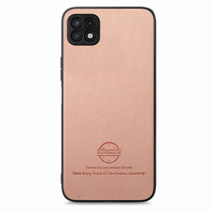 Samsung Galaxy A22 5G Case - Vegan Leather and Twill Fabric Skin with Anti-Scratch and Drop Protection Back Phone Case