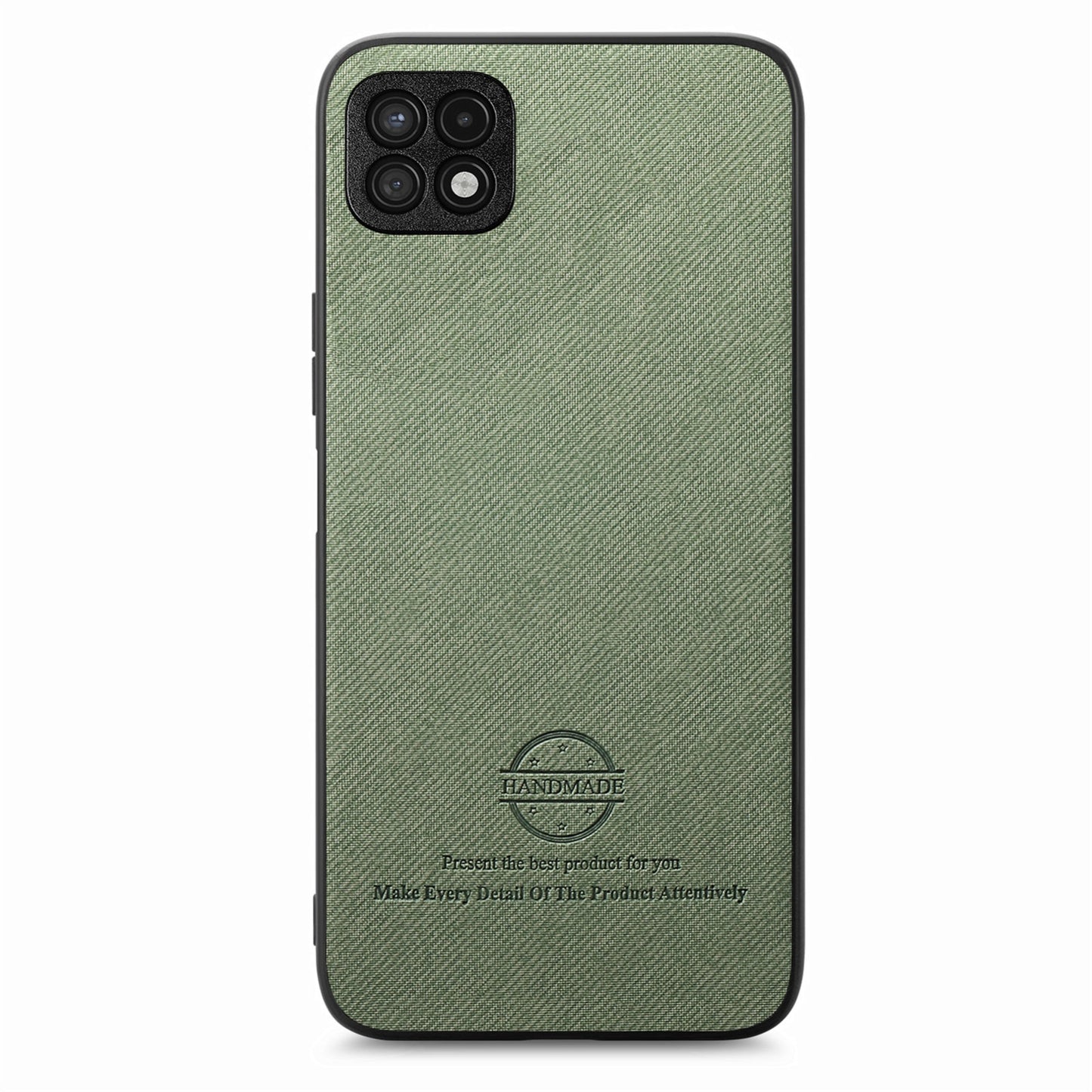 Samsung Galaxy A22 5G Case - Vegan Leather and Twill Fabric Skin with Anti-Scratch and Drop Protection Back Phone Case