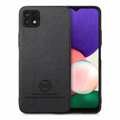 Samsung Galaxy A22 5G Case - Vegan Leather and Twill Fabric Skin with Anti-Scratch and Drop Protection Back Phone Case