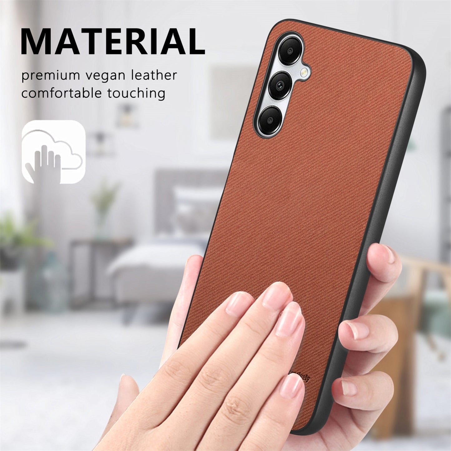 Samsung Galaxy A23 Case - Vegan Leather and Twill Fabric Skin with Anti-Scratch and Drop Protection Back Phone Case