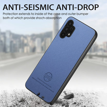 Samsung Galaxy A32 4G Case - Vegan Leather and Twill Fabric Skin with Anti-Scratch and Drop Protection Back Phone Case