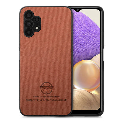 Samsung Galaxy A32 4G Case - Vegan Leather and Twill Fabric Skin with Anti-Scratch and Drop Protection Back Phone Case
