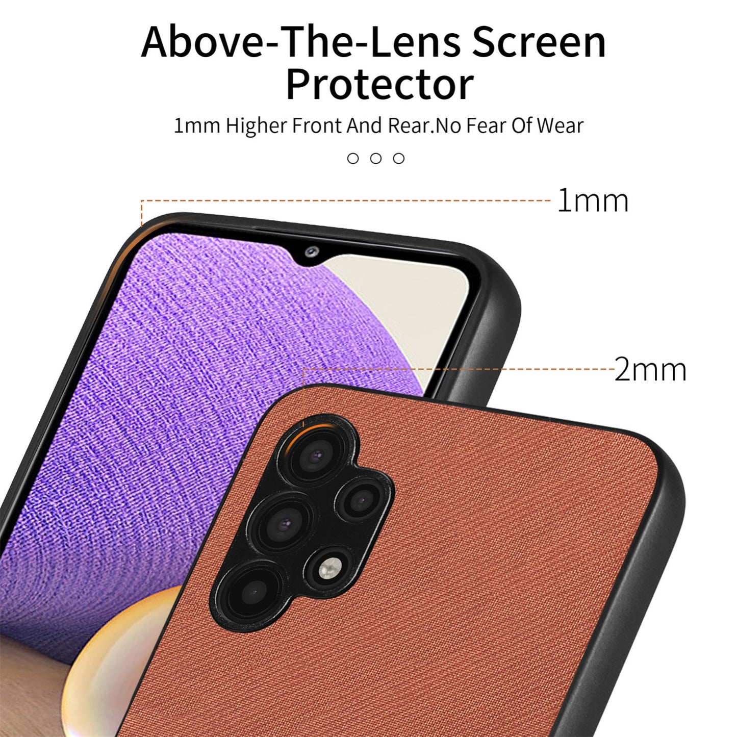 Samsung Galaxy A32 4G Case - Vegan Leather and Twill Fabric Skin with Anti-Scratch and Drop Protection Back Phone Case