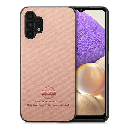 Samsung Galaxy A32 4G Case - Vegan Leather and Twill Fabric Skin with Anti-Scratch and Drop Protection Back Phone Case