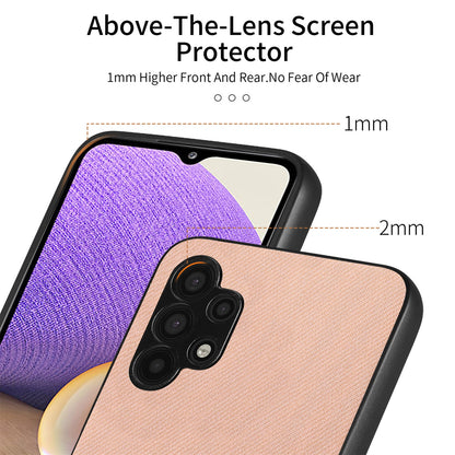 Samsung Galaxy A32 4G Case - Vegan Leather and Twill Fabric Skin with Anti-Scratch and Drop Protection Back Phone Case