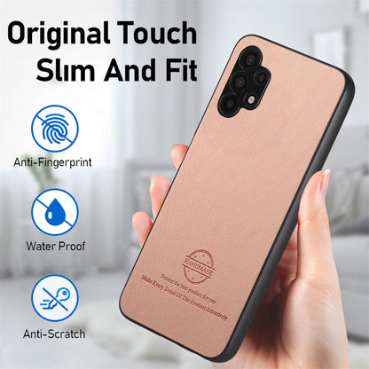 Samsung Galaxy A32 4G Case - Vegan Leather and Twill Fabric Skin with Anti-Scratch and Drop Protection Back Phone Case