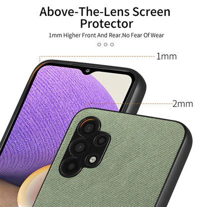 Samsung Galaxy A32 4G Case - Vegan Leather and Twill Fabric Skin with Anti-Scratch and Drop Protection Back Phone Case