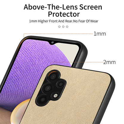 Samsung Galaxy A32 4G Case - Vegan Leather and Twill Fabric Skin with Anti-Scratch and Drop Protection Back Phone Case