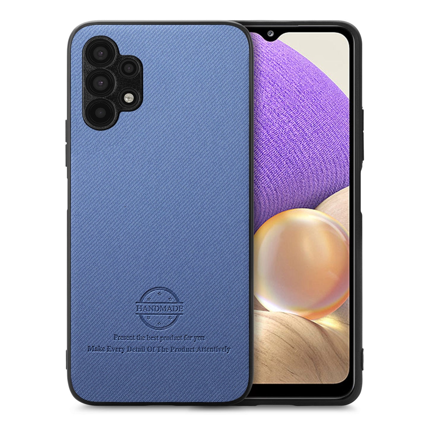 Samsung Galaxy A32 5G Case - Vegan Leather and Twill Fabric Skin with Anti-Scratch and Drop Protection Back Phone Case