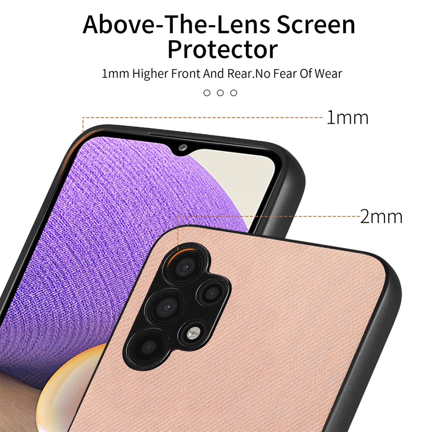 Samsung Galaxy A32 5G Case - Vegan Leather and Twill Fabric Skin with Anti-Scratch and Drop Protection Back Phone Case
