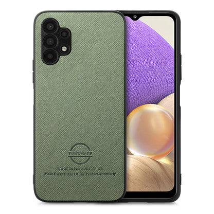 Samsung Galaxy A32 5G Case - Vegan Leather and Twill Fabric Skin with Anti-Scratch and Drop Protection Back Phone Case