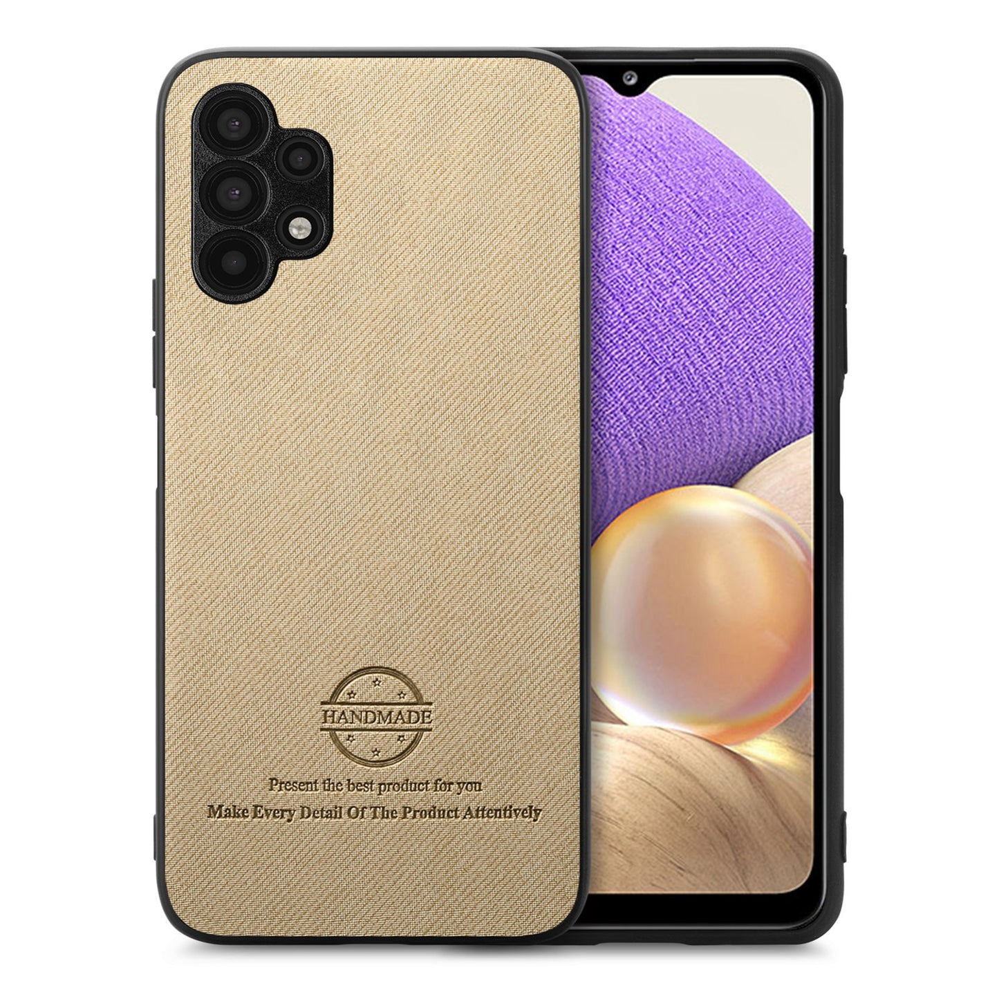 Samsung Galaxy A32 5G Case - Vegan Leather and Twill Fabric Skin with Anti-Scratch and Drop Protection Back Phone Case