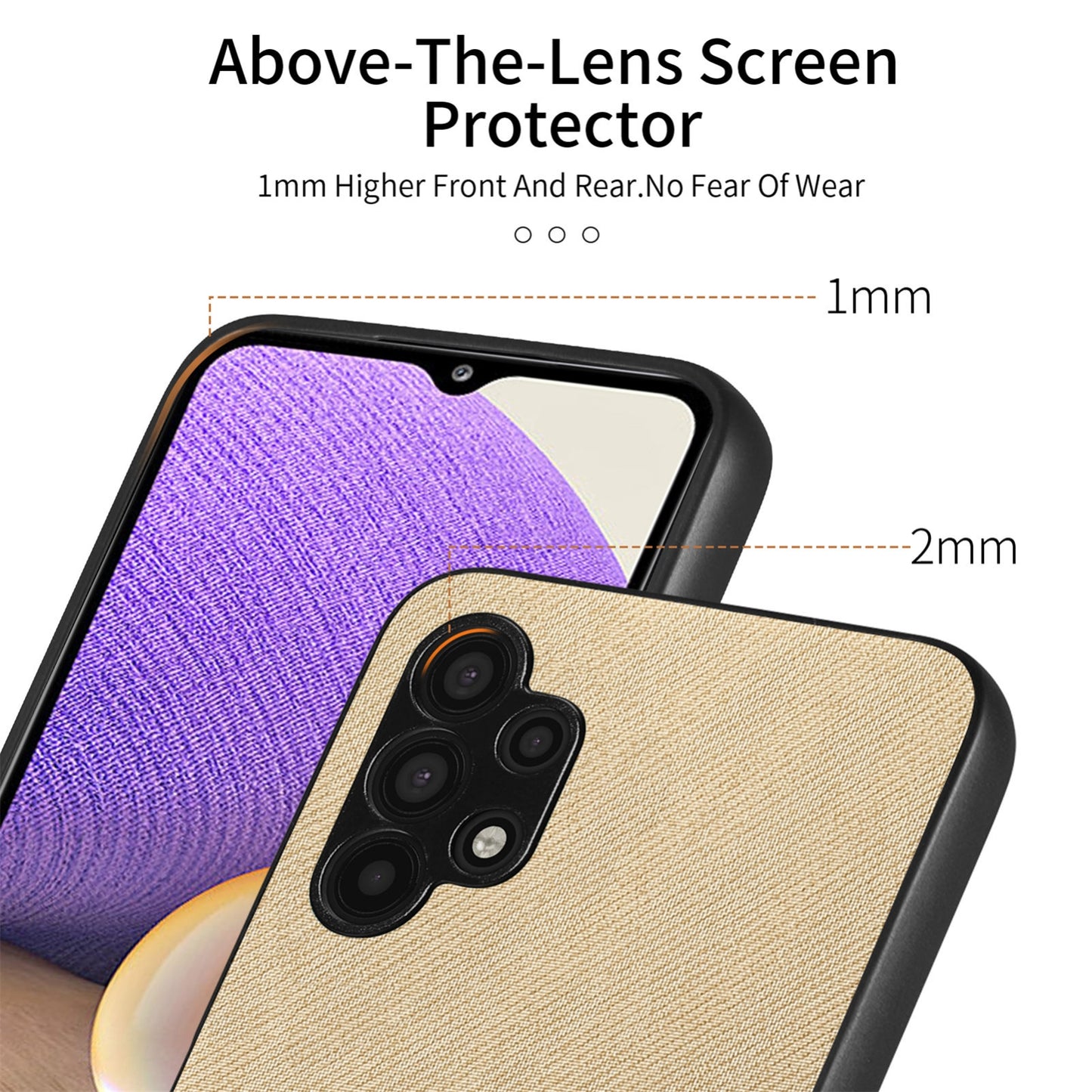 Samsung Galaxy A32 5G Case - Vegan Leather and Twill Fabric Skin with Anti-Scratch and Drop Protection Back Phone Case