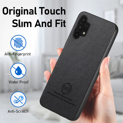 Samsung Galaxy A32 5G Case - Vegan Leather and Twill Fabric Skin with Anti-Scratch and Drop Protection Back Phone Case