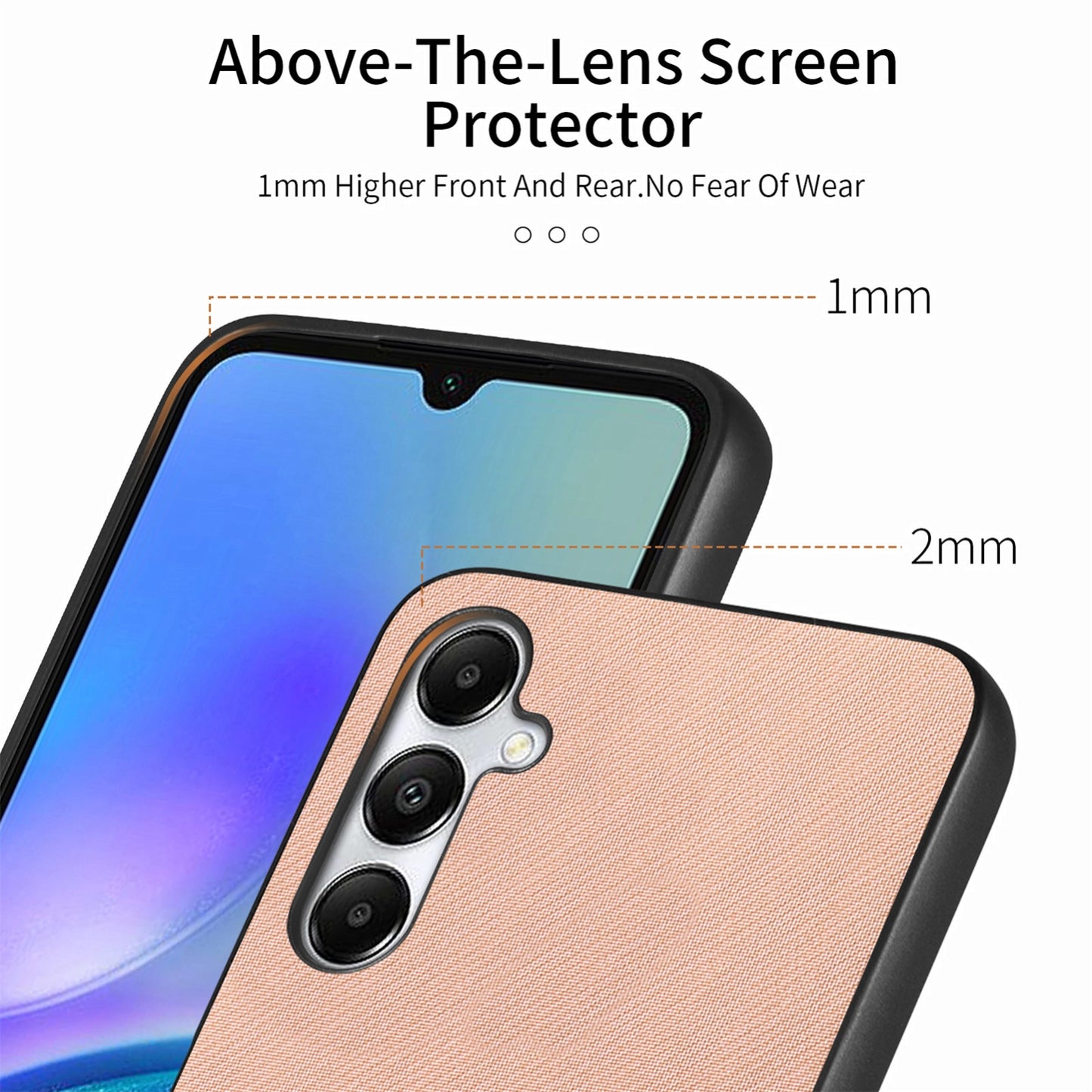 Samsung Galaxy A34 5G Case - Vegan Leather and Twill Fabric Skin with Anti-Scratch and Drop Protection Back Phone Case