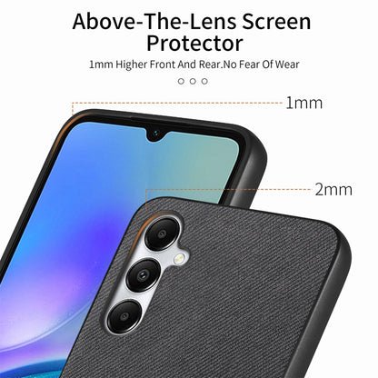 Samsung Galaxy A34 5G Case - Vegan Leather and Twill Fabric Skin with Anti-Scratch and Drop Protection Back Phone Case