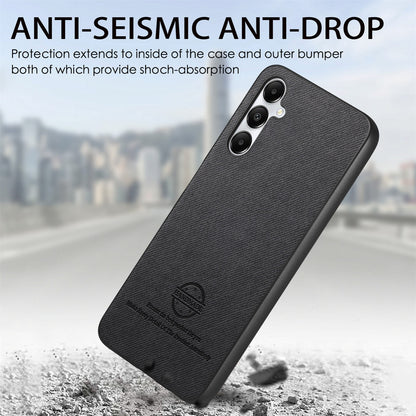 Samsung Galaxy A35 5G Case - Vegan Leather and Twill Fabric Skin with Anti-Scratch and Drop Protection Back Phone Case