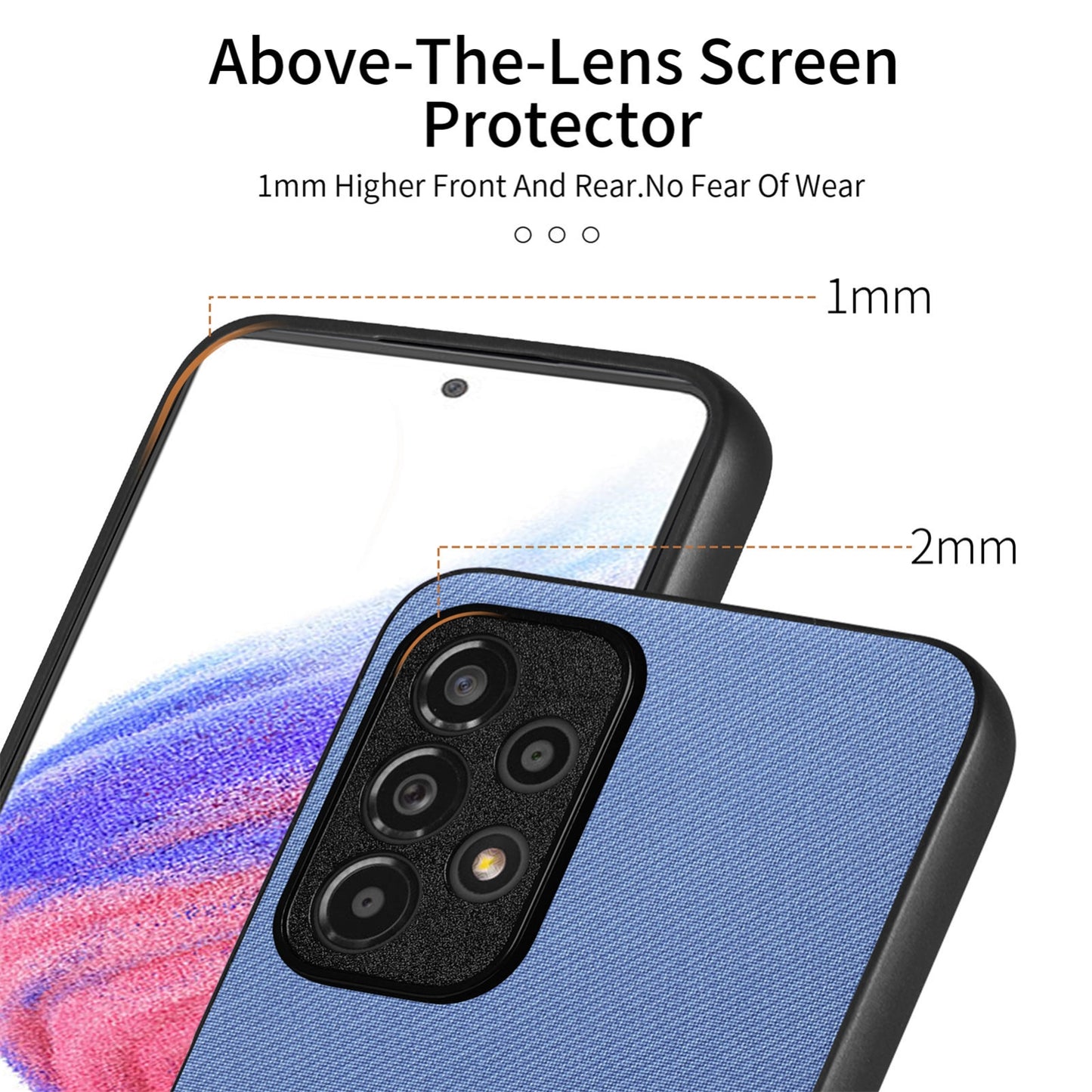 Samsung Galaxy A52 Case - Vegan Leather and Twill Fabric Skin with Anti-Scratch and Drop Protection Back Phone Case