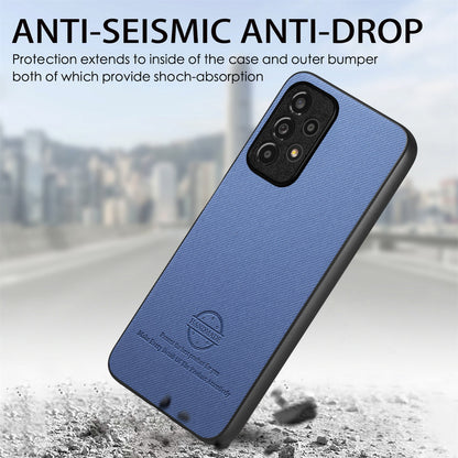 Samsung Galaxy A52 Case - Vegan Leather and Twill Fabric Skin with Anti-Scratch and Drop Protection Back Phone Case