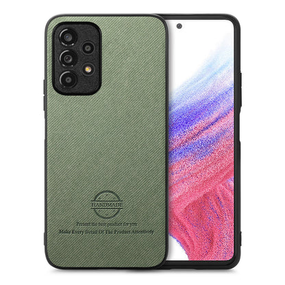 Samsung Galaxy A52 Case - Vegan Leather and Twill Fabric Skin with Anti-Scratch and Drop Protection Back Phone Case