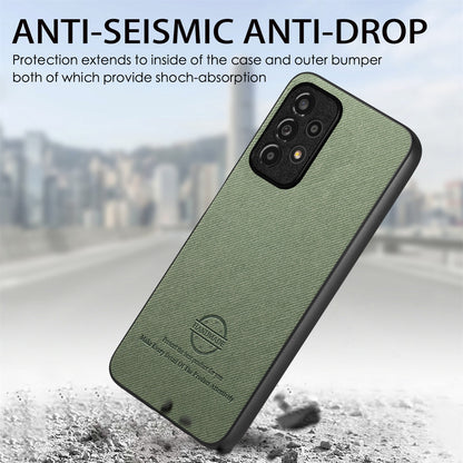 Samsung Galaxy A52 Case - Vegan Leather and Twill Fabric Skin with Anti-Scratch and Drop Protection Back Phone Case