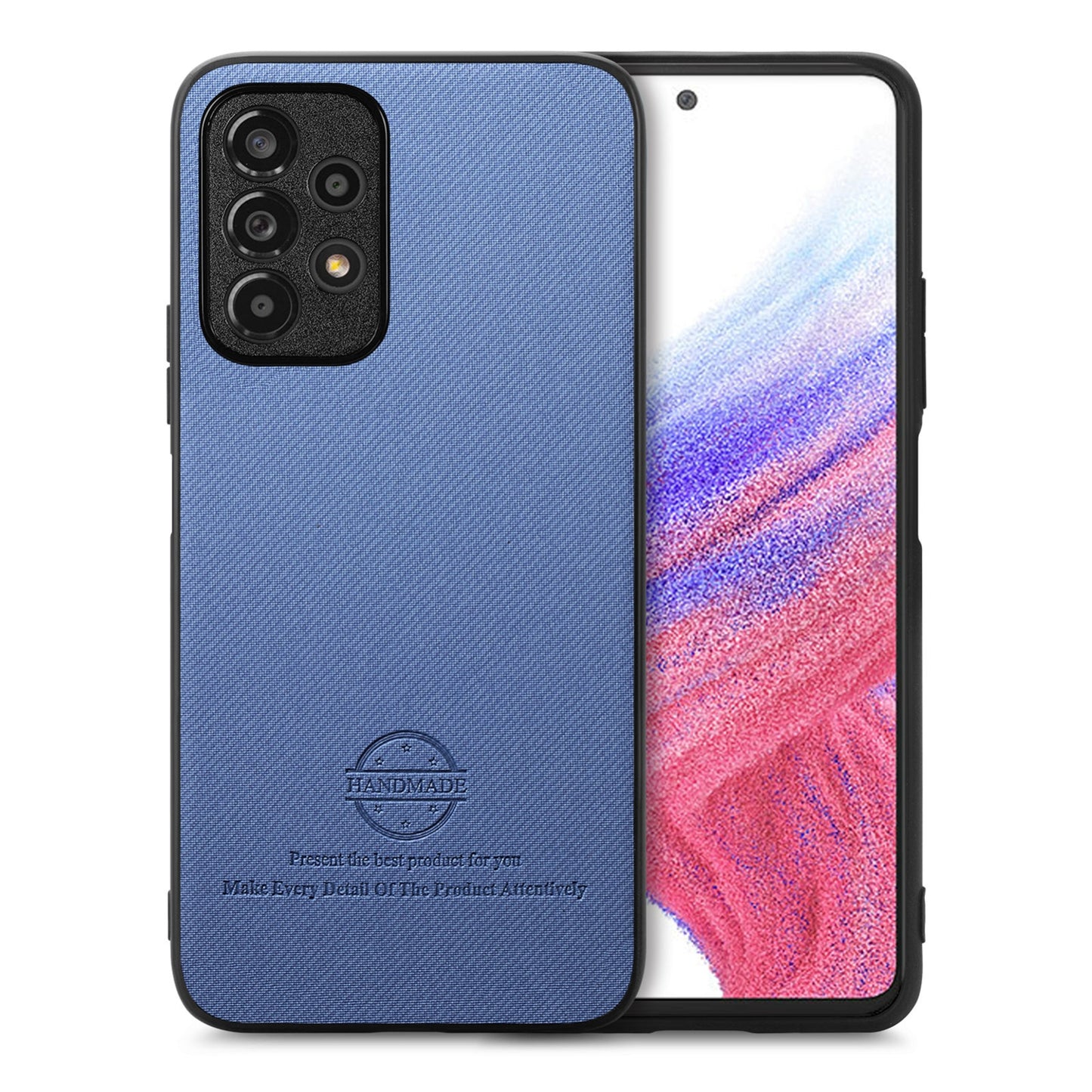 Samsung Galaxy A53 5G Case - Vegan Leather and Twill Fabric Skin with Anti-Scratch and Drop Protection Back Phone Case