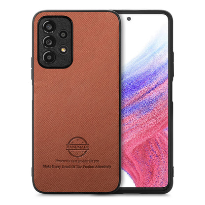 Samsung Galaxy A53 5G Case - Vegan Leather and Twill Fabric Skin with Anti-Scratch and Drop Protection Back Phone Case