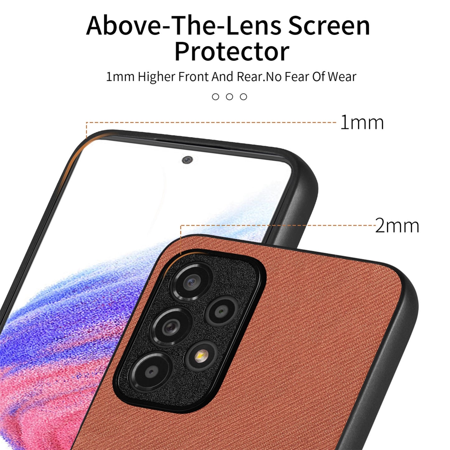 Samsung Galaxy A53 5G Case - Vegan Leather and Twill Fabric Skin with Anti-Scratch and Drop Protection Back Phone Case