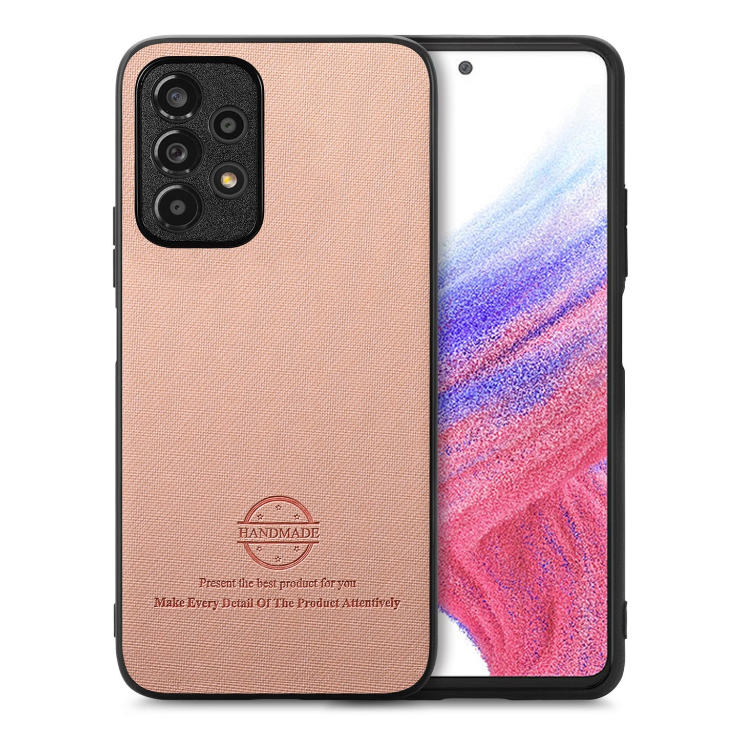 Samsung Galaxy A53 5G Case - Vegan Leather and Twill Fabric Skin with Anti-Scratch and Drop Protection Back Phone Case