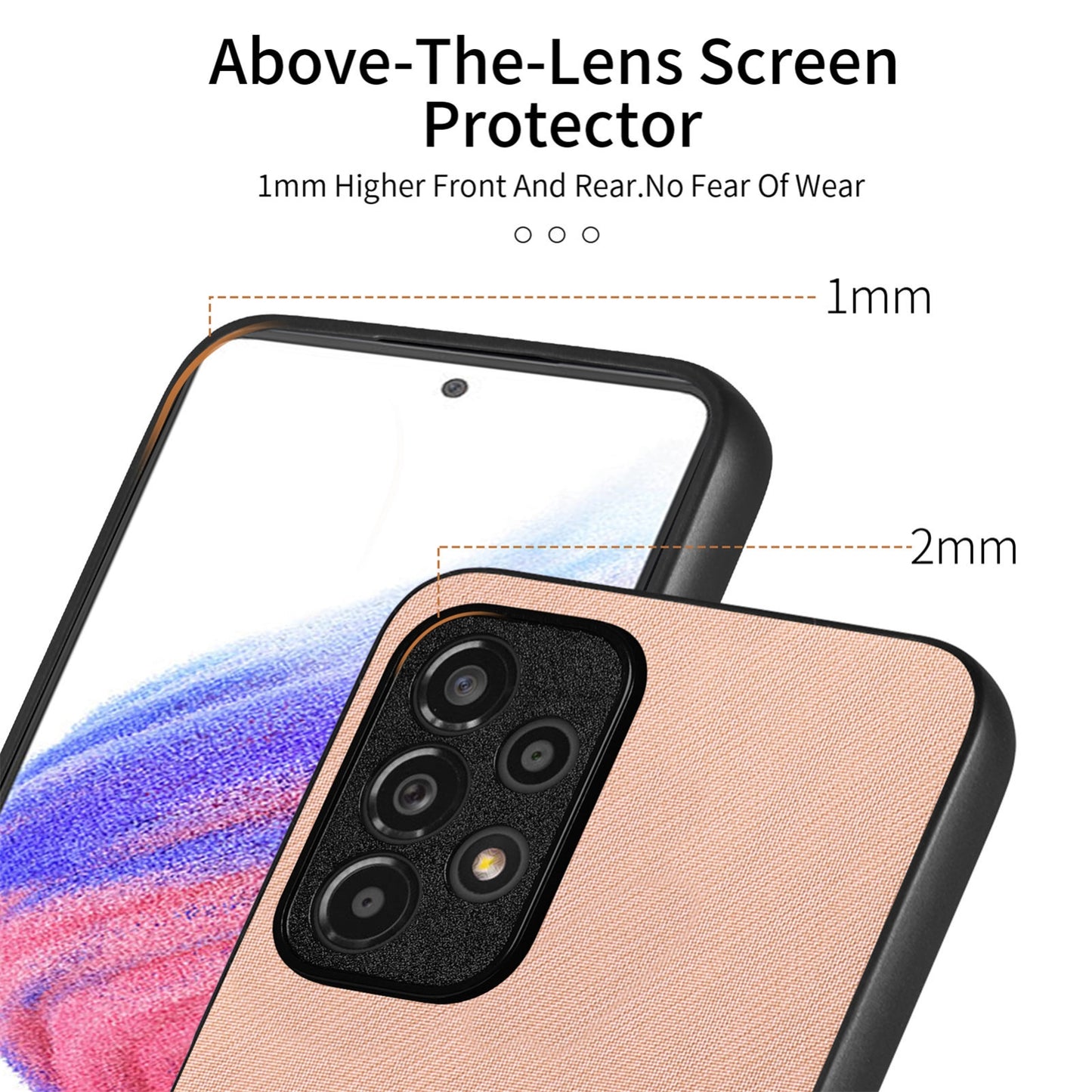 Samsung Galaxy A53 5G Case - Vegan Leather and Twill Fabric Skin with Anti-Scratch and Drop Protection Back Phone Case